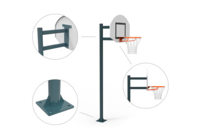 Utendørs basketstativ m/overheng 0,6m - skole Utendørs basketstativ m/overheng 0,6m - skole