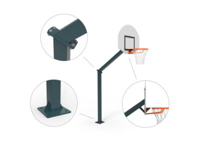 Utendørs basketstativ m/overheng 1,2m -trening/skole (firkantet stolpe) Utendørs basketstativ m/overheng 1,2m -trening/skole (firkantet stolpe)