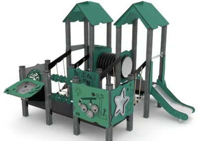 Recycled stativ med paneler og sandlek Recycled stativ med paneler og sandlek