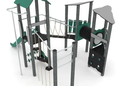 Recycled klatrestativ med tunnel og sklie Recycled klatrestativ med tunnel og sklie