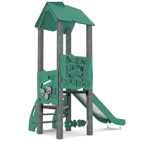 lekehus med sklie for barn fra 1 år. I miljøvennlige materialer