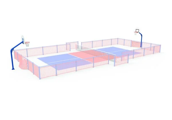 Pickleballbinge med fotball og basketmål