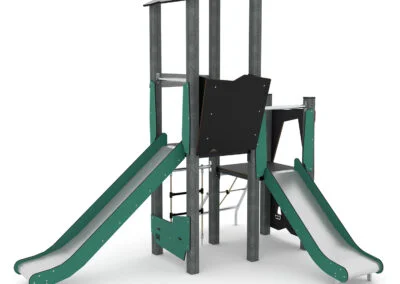 Recycled tårn med dobbel sklie Recycled tårn med dobbel sklie