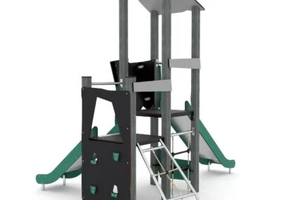 Recycled tårn med dobbel sklie Recycled tårn med dobbel sklie