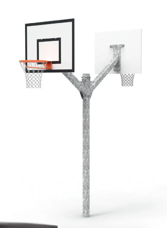 utendørs basketstativ med to kurver