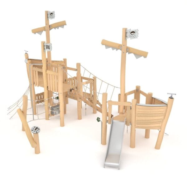 Stort piratskip i vedlikeholdsfri robinia, med mange ulike funksjoner.