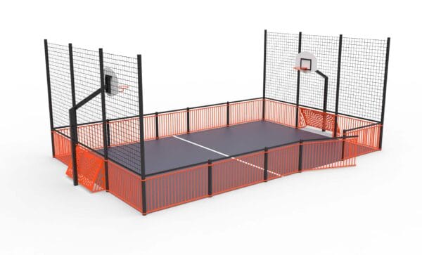 Miniballbinge med basket og ballfangernett