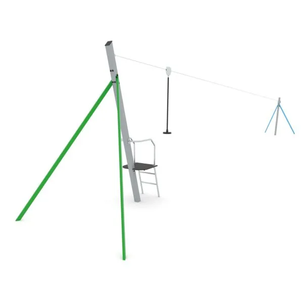 Zipline til lekeplassen med plattform.