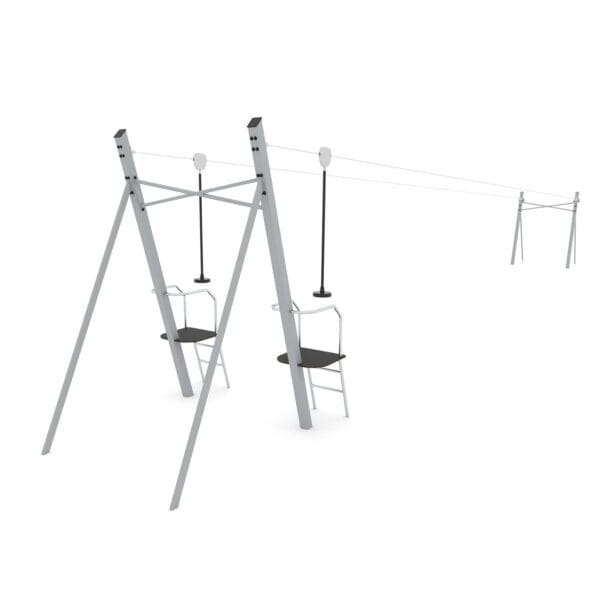 Dobbel zipline med plattformer til lekeplass