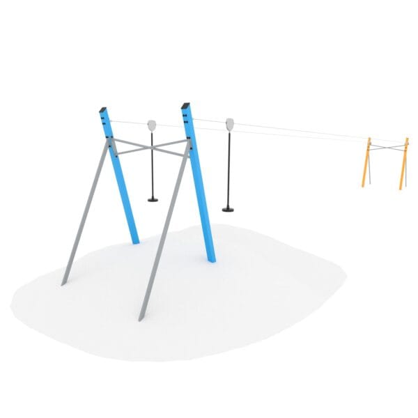 Dobbel zipline for plassering i hellende terreng