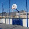 Nærbilde av basketkurven og fotballmålet til pickleballbingen fra Moovment